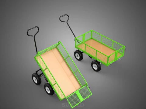UTILITY TROLLEY CART WAGON TRAILER HAULER DUMP HAND TRUCK GARDEN 3D Model