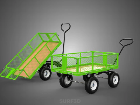 UTILITY TROLLEY CART WAGON TRAILER HAULER DUMP HAND TRUCK GARDEN 3D Model
