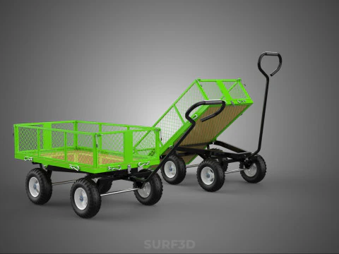 UTILITY TROLLEY CART WAGON TRAILER HAULER DUMP HAND TRUCK GARDEN 3D Model