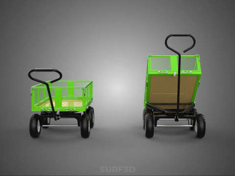 UTILITY TROLLEY CART WAGON TRAILER HAULER DUMP HAND TRUCK GARDEN 3D Model