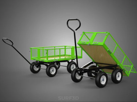 UTILITY TROLLEY CART WAGON TRAILER HAULER DUMP HAND TRUCK GARDEN 3D Model