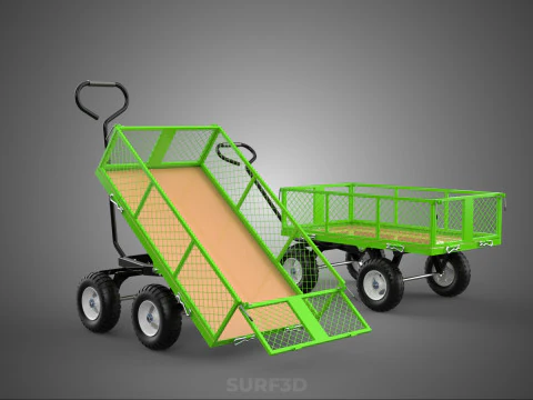 UTILITY TROLLEY CART WAGON TRAILER HAULER DUMP HAND TRUCK GARDEN 3D Model