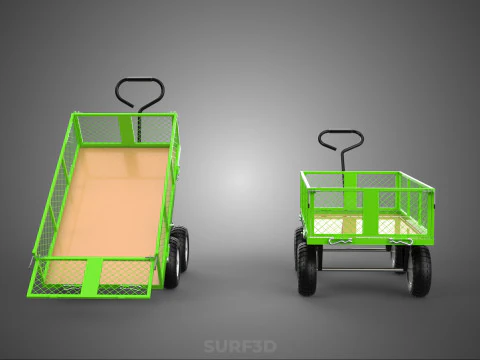 UTILITY TROLLEY CART WAGON TRAILER HAULER DUMP HAND TRUCK GARDEN 3D Model
