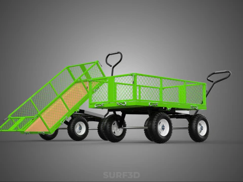 UTILITY TROLLEY CART WAGON TRAILER HAULER DUMP HAND TRUCK GARDEN 3D Model