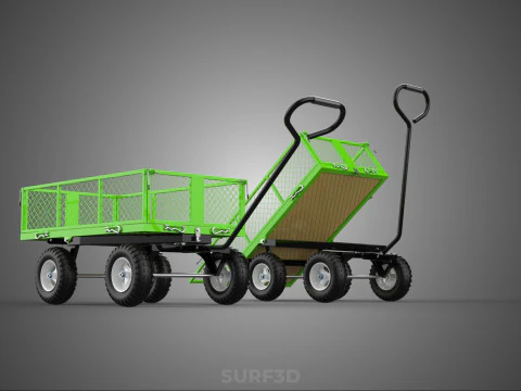 UTILITY TROLLEY CART WAGON TRAILER HAULER DUMP HAND TRUCK GARDEN 3D Model