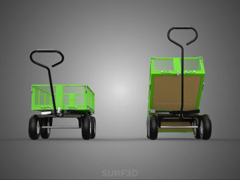 UTILITY TROLLEY CART WAGON TRAILER HAULER DUMP HAND TRUCK GARDEN 3D Model