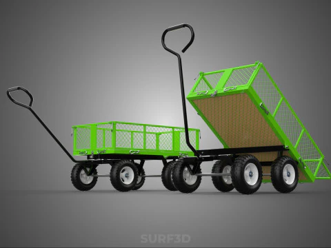 UTILITY TROLLEY CART WAGON TRAILER HAULER DUMP HAND TRUCK GARDEN 3D Model