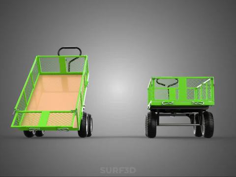 UTILITY TROLLEY CART WAGON TRAILER HAULER DUMP HAND TRUCK GARDEN 3D Model