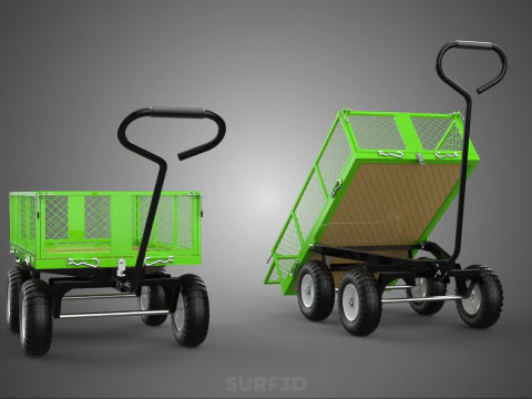 UTILITY TROLLEY CART WAGON TRAILER HAULER DUMP HAND TRUCK GARDEN 3D Model