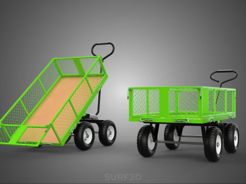 UTILITY TROLLEY CART WAGON TRAILER HAULER DUMP HAND TRUCK GARDEN 3D Model