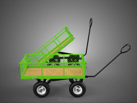 UTILITY TROLLEY CART WAGON TRAILER HAULER DUMP HAND TRUCK GARDEN 3D Model