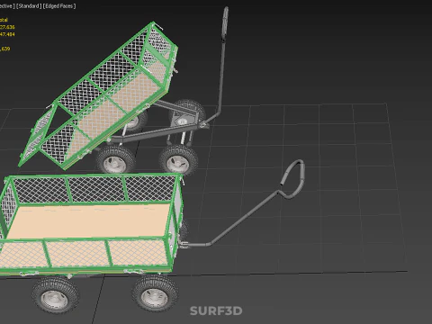 UTILITY TROLLEY CART WAGON TRAILER HAULER DUMP HAND TRUCK GARDEN 3D Model