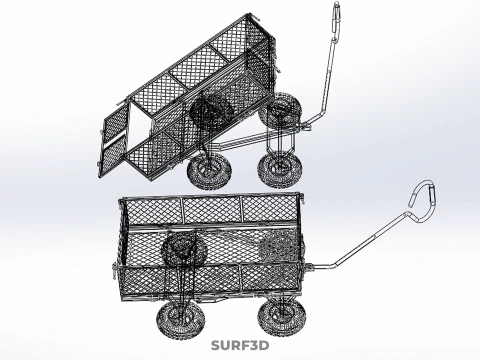 UTILITY TROLLEY CART WAGON TRAILER HAULER DUMP HAND TRUCK GARDEN 3D Model