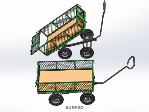 UTILITY TROLLEY CART WAGON TRAILER HAULER DUMP HAND TRUCK GARDEN 3D Model