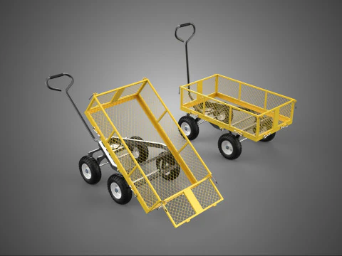 플랫폼 트럭 금속 그리드 접이식 유틸리티 왜건 탈착식 측면 3D 모델