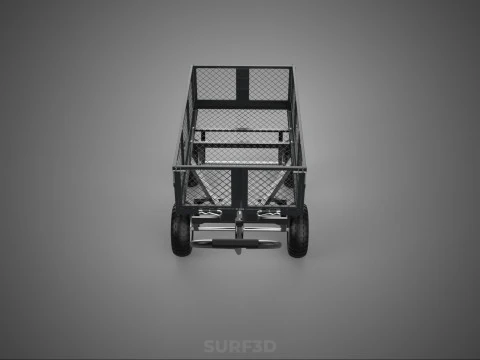 BLACK HEAVY DUTY MANUAL MESH CART UTILITY WAGON YARD TRANSPORT 4 3D Model