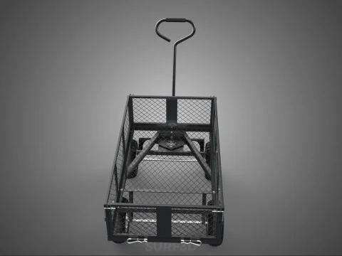 BLACK HEAVY DUTY MANUAL MESH CART UTILITY WAGON YARD TRANSPORT 4 3D Model