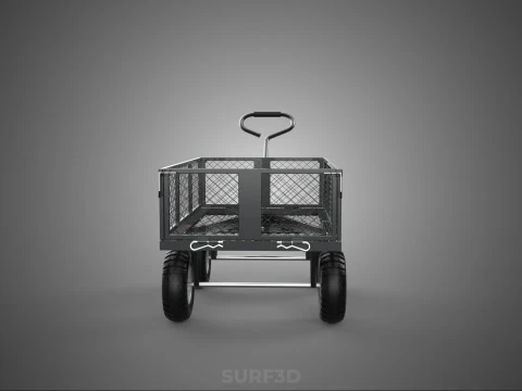 BLACK HEAVY DUTY MANUAL MESH CART UTILITY WAGON YARD TRANSPORT 4 3D Model