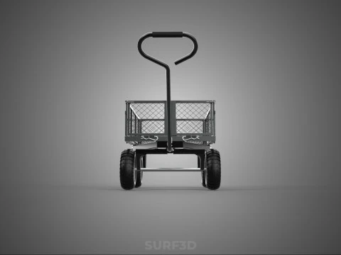 BLACK HEAVY DUTY MANUAL MESH CART UTILITY WAGON YARD TRANSPORT 4 3D Model