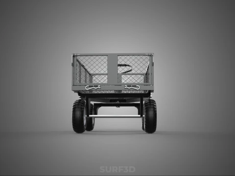 BLACK HEAVY DUTY MANUAL MESH CART UTILITY WAGON YARD TRANSPORT 4 3D Model