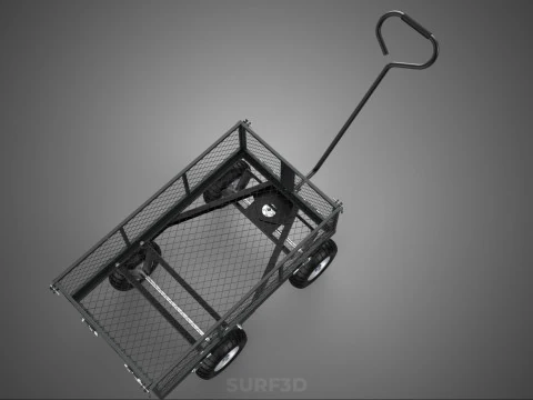 BLACK HEAVY DUTY MANUAL MESH CART UTILITY WAGON YARD TRANSPORT 4 3D Model