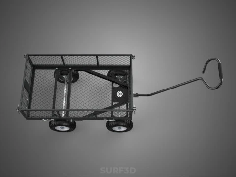 BLACK HEAVY DUTY MANUAL MESH CART UTILITY WAGON YARD TRANSPORT 4 3D Model