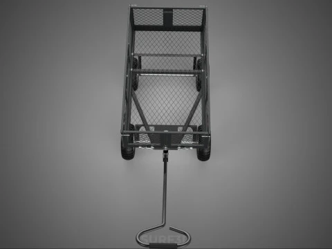 BLACK HEAVY DUTY MANUAL MESH CART UTILITY WAGON YARD TRANSPORT 4 3D Model