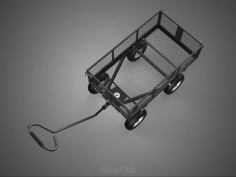 BLACK HEAVY DUTY MANUAL MESH CART UTILITY WAGON YARD TRANSPORT 4 3D Model