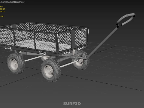 BLACK HEAVY DUTY MANUAL MESH CART UTILITY WAGON YARD TRANSPORT 4 3D Model