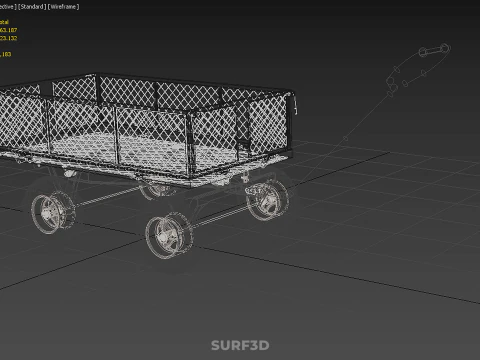 BLACK HEAVY DUTY MANUAL MESH CART UTILITY WAGON YARD TRANSPORT 4 3D Model