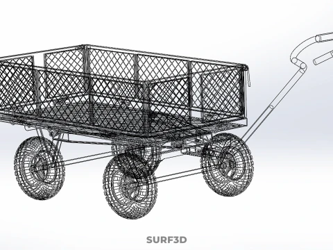 BLACK HEAVY DUTY MANUAL MESH CART UTILITY WAGON YARD TRANSPORT 4 3D Model