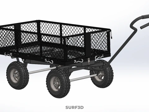 BLACK HEAVY DUTY MANUAL MESH CART UTILITY WAGON YARD TRANSPORT 4 3D Model