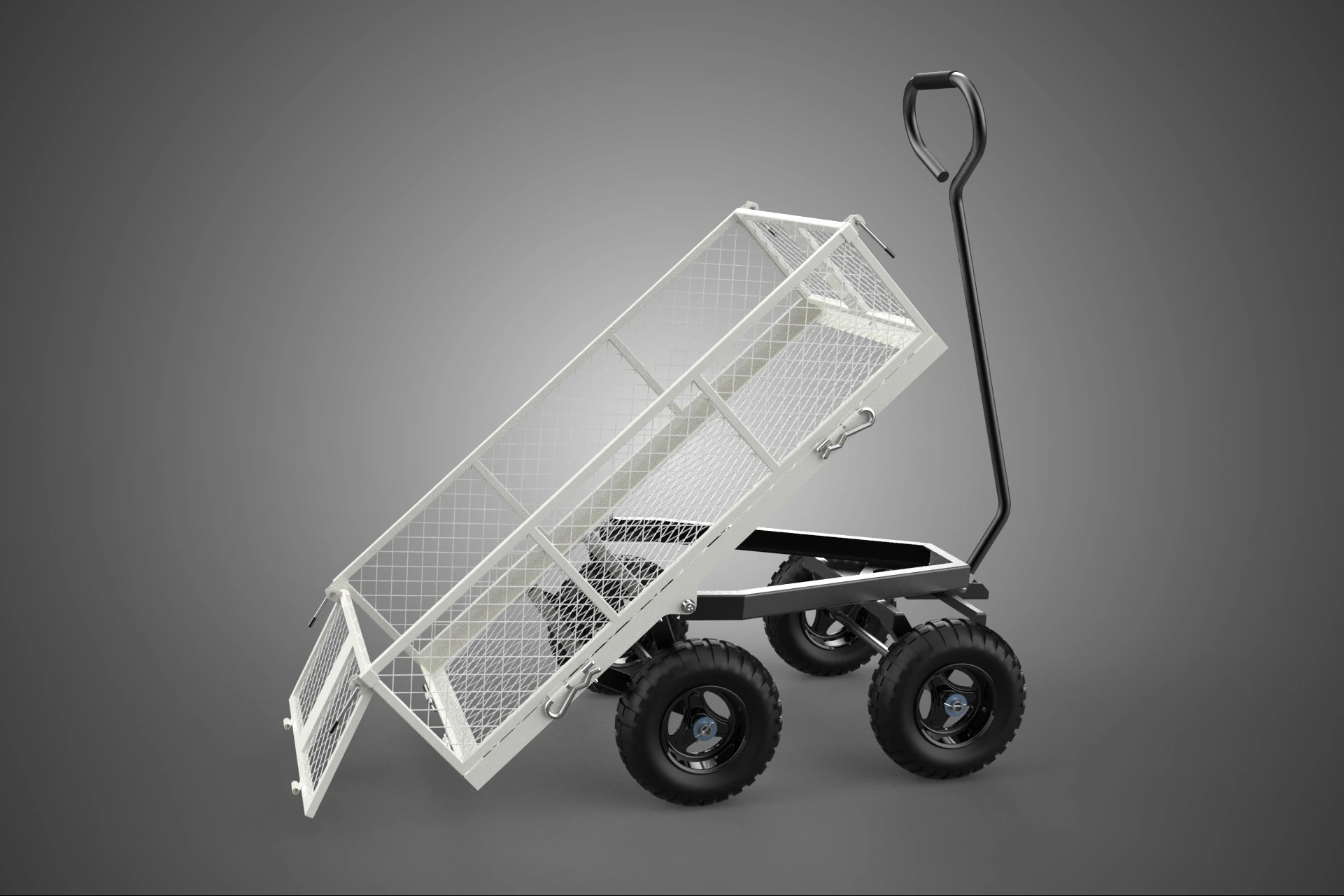 WHITE TIPPING STEEL GRID METAL MESH CART UTILITY WAGON TROLLEY 4 3D Model .c4d .max .obj .3ds .fbx .stl .blend 