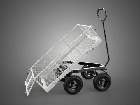 WHITE TIPPING STEEL GRID METAL MESH CART UTILITY WAGON TROLLEY 4 3D Model