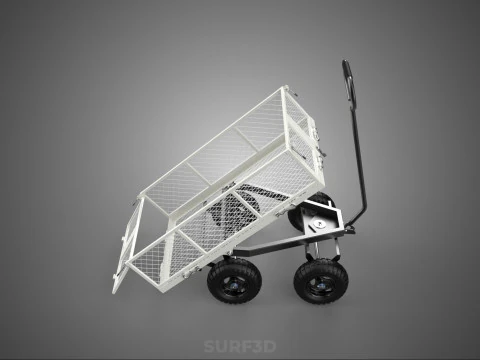 WHITE TIPPING STEEL GRID METAL MESH CART UTILITY WAGON TROLLEY 4 3D Model