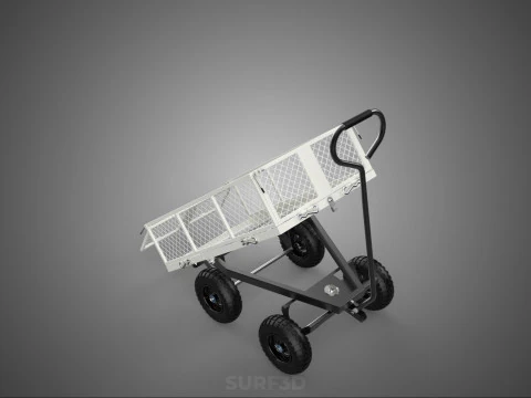 WHITE TIPPING STEEL GRID METAL MESH CART UTILITY WAGON TROLLEY 4 3D Model