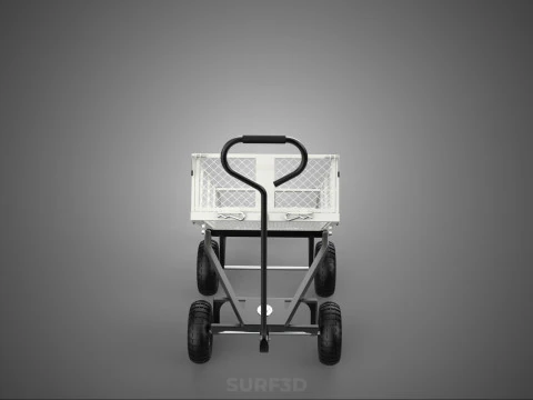 WHITE TIPPING STEEL GRID METAL MESH CART UTILITY WAGON TROLLEY 4 3D Model
