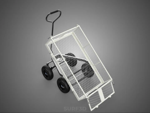 WHITE TIPPING STEEL GRID METAL MESH CART UTILITY WAGON TROLLEY 4 3D Model