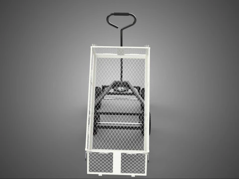 WHITE TIPPING STEEL GRID METAL MESH CART UTILITY WAGON TROLLEY 4 3D Model