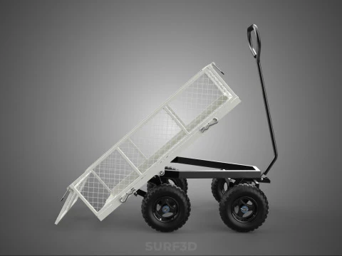 WHITE TIPPING STEEL GRID METAL MESH CART UTILITY WAGON TROLLEY 4 3D Model