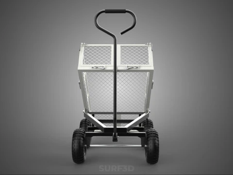 WHITE TIPPING STEEL GRID METAL MESH CART UTILITY WAGON TROLLEY 4 3D Model
