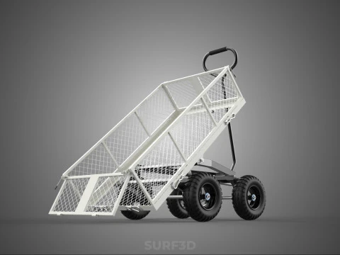 WHITE TIPPING STEEL GRID METAL MESH CART UTILITY WAGON TROLLEY 4 3D Model