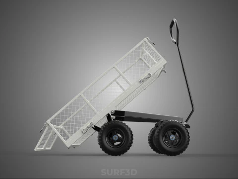 WHITE TIPPING STEEL GRID METAL MESH CART UTILITY WAGON TROLLEY 4 3D Model