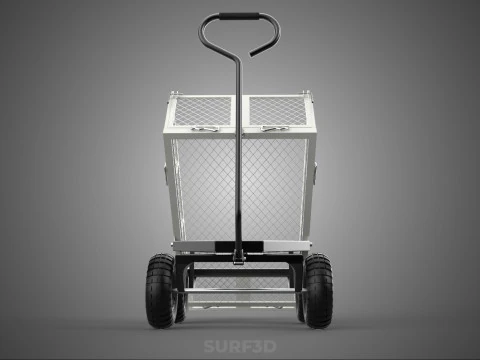 WHITE TIPPING STEEL GRID METAL MESH CART UTILITY WAGON TROLLEY 4 3D Model