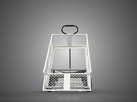 WHITE TIPPING STEEL GRID METAL MESH CART UTILITY WAGON TROLLEY 4 3D Model