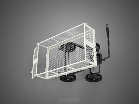 WHITE TIPPING STEEL GRID METAL MESH CART UTILITY WAGON TROLLEY 4 3D Model