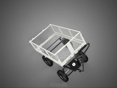 WHITE TIPPING STEEL GRID METAL MESH CART UTILITY WAGON TROLLEY 4 3D Model