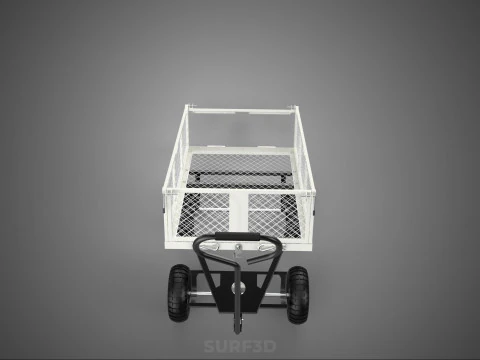 WHITE TIPPING STEEL GRID METAL MESH CART UTILITY WAGON TROLLEY 4 3D Model