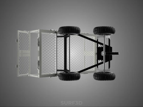 WHITE TIPPING STEEL GRID METAL MESH CART UTILITY WAGON TROLLEY 4 3D Model