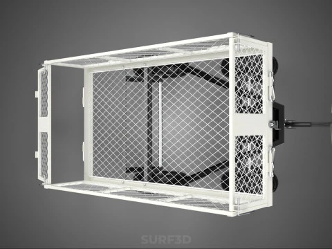 WHITE TIPPING STEEL GRID METAL MESH CART UTILITY WAGON TROLLEY 4 3D Model